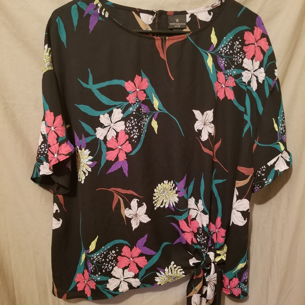 Floral side tie top